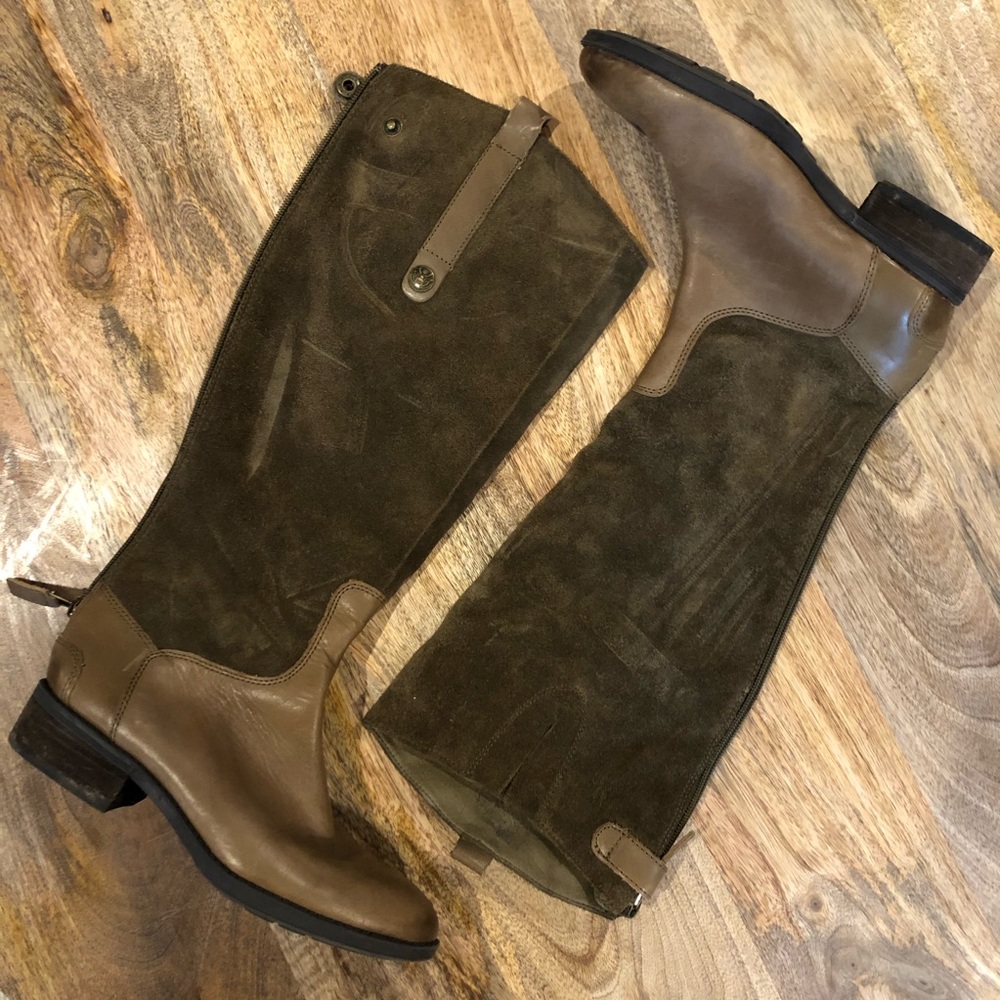 Sam Edelman Pembrooke Olive Suede Leather Boots